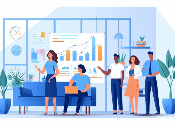 People Presenting Graph in Group
