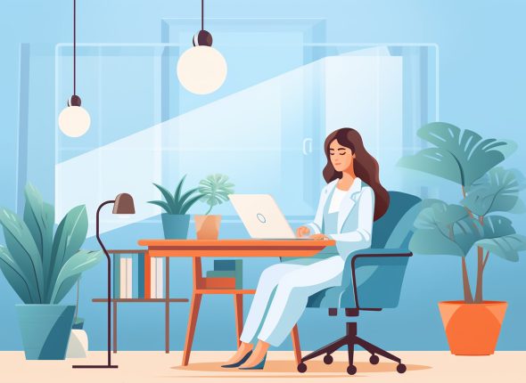 Woman Doctor Sitting in Living Room